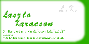 laszlo karacson business card